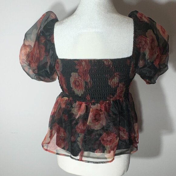 NWT - Thirty Thirty Peplum Floral Crop Top - Size Large - Picture 3 of 8